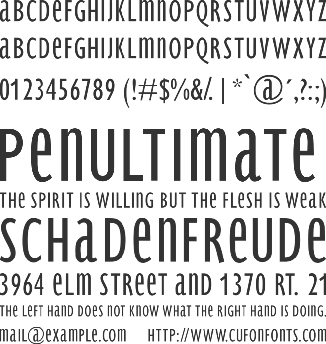 BradburySans Light font preview