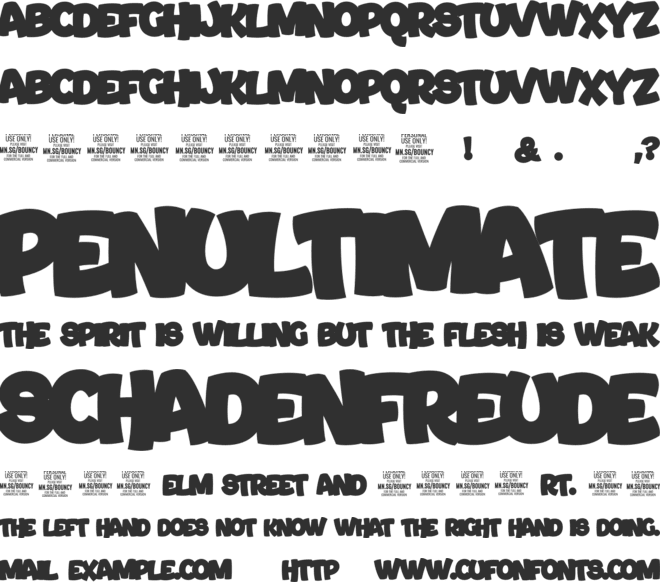 Bouncy White PERSONA font preview