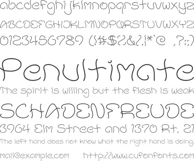 Accent Wet Noodle font preview