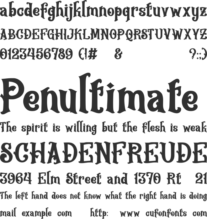 Frighted font preview