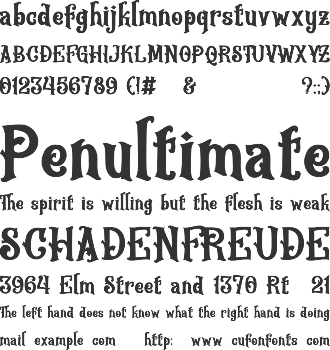 Frighted font preview