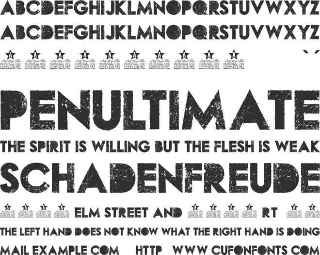 WASTED PERSONAL USE font preview