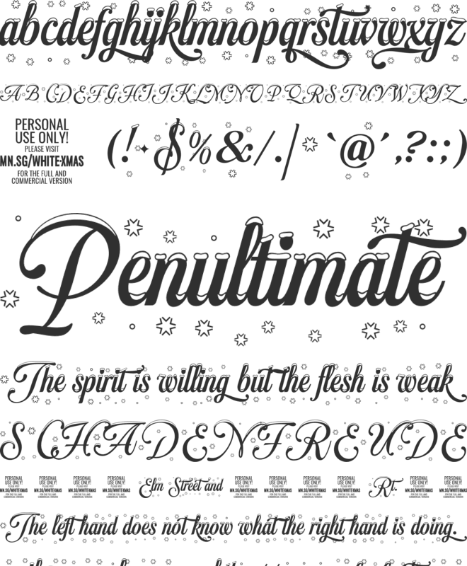 White Xmas PERSONAL USE font preview