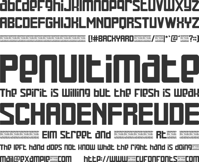 Backyard personal use font preview