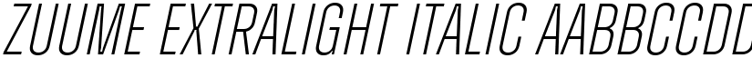 Zuume ExtraLight Italic font