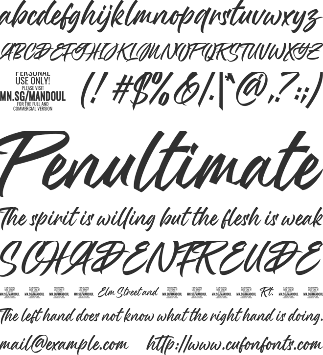 Mandoul Script PERSONAL USE ONLY font preview