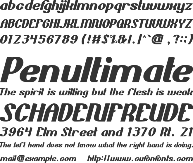 and blue font preview