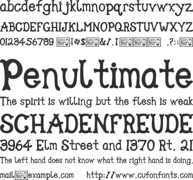 Gipsy Bar font preview