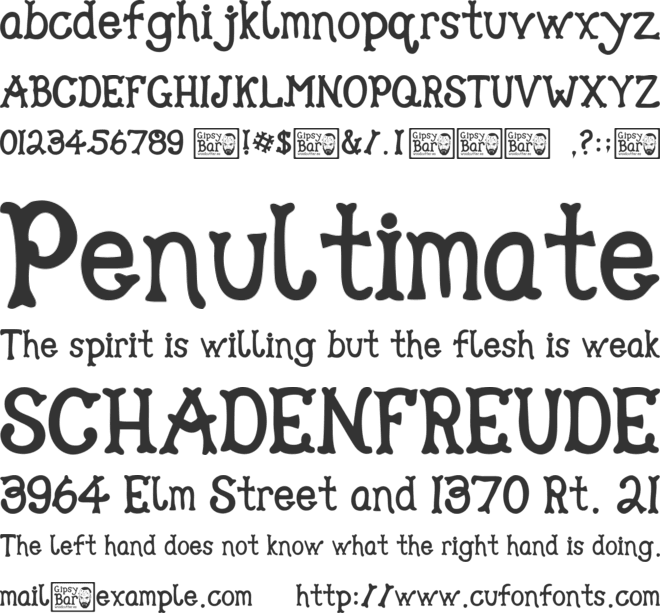 Gipsy Bar font preview