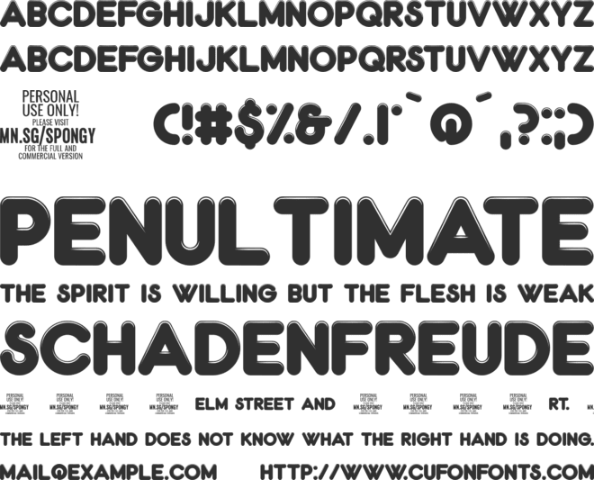 Spongy PERSONAL USE ONLY font preview