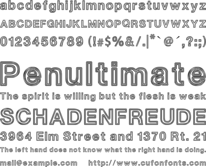 White Outlines font preview