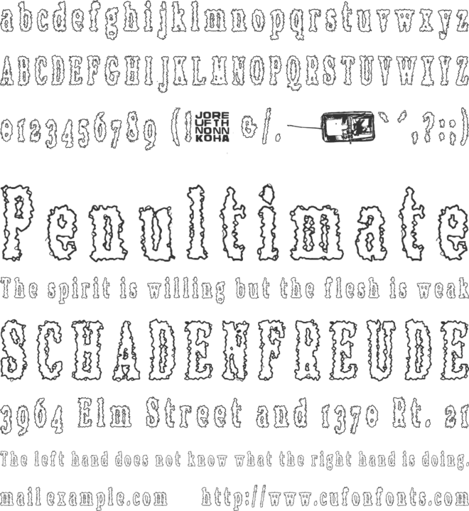 Rottapuisto font preview