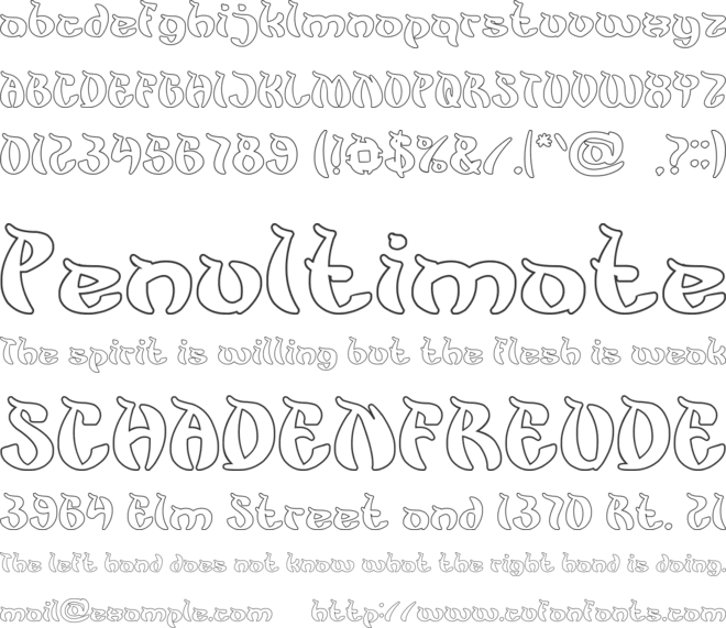 King Cobra-Hollow font preview