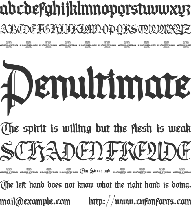 House of the Dragon PERSONAL font preview