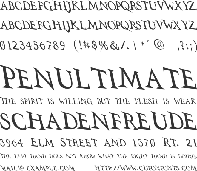 VTC Switchblade Romance font preview