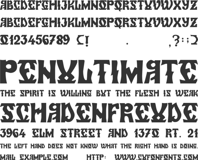 Zamolxis VI font preview