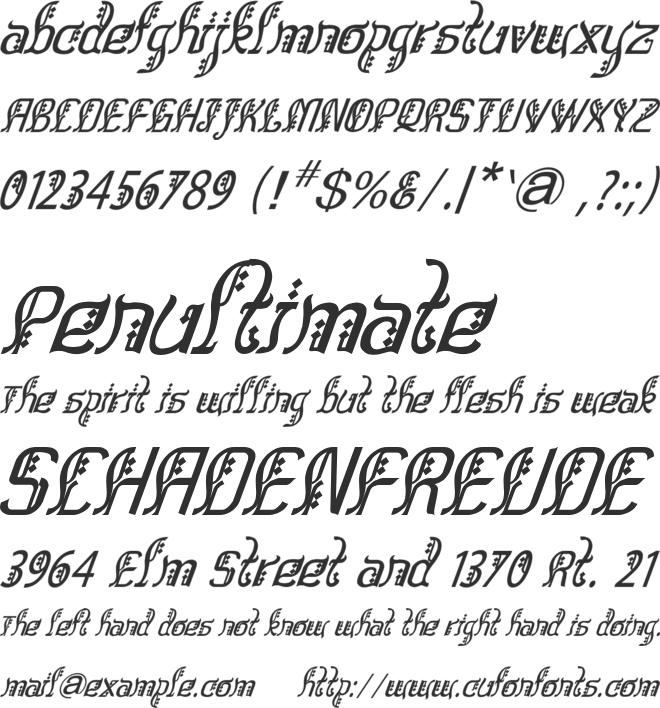 Bitling sulochi calligra font preview