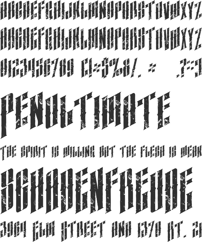 almanac  grunge font preview