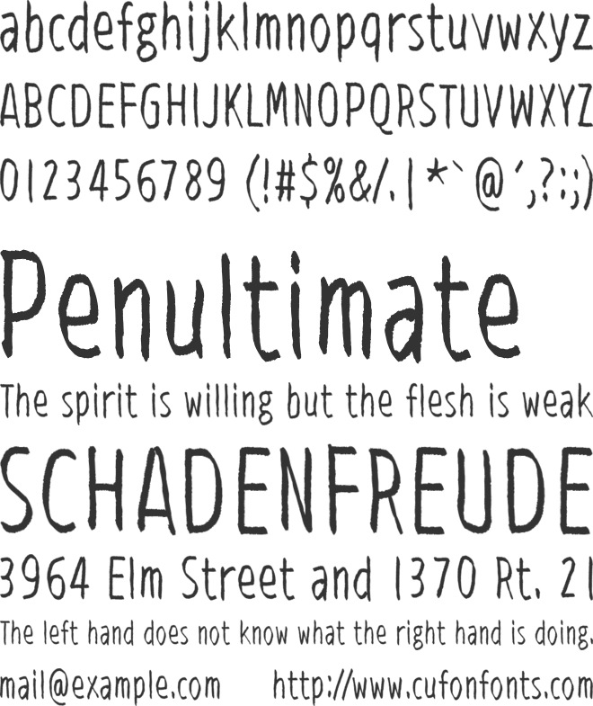 Viiden pennin operetti font preview