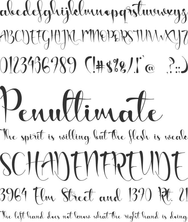 Sincere Valentine - PERSONAL US font preview