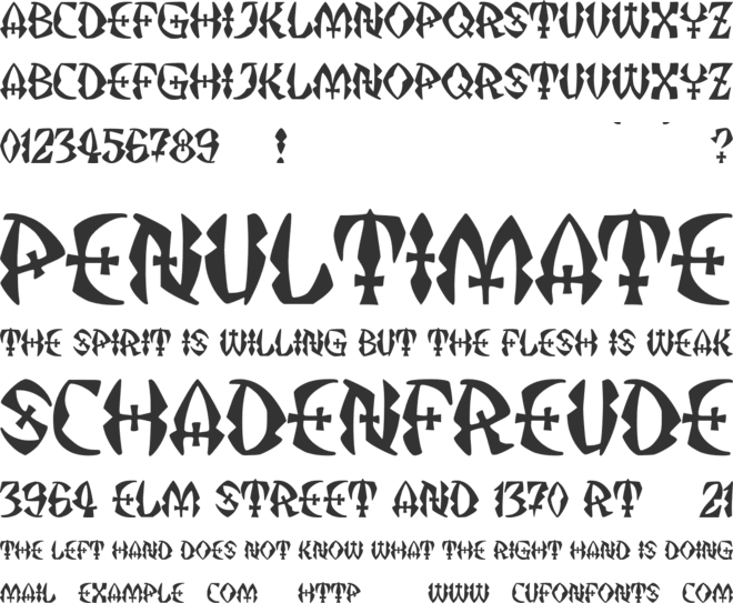 JMH Strigoi II font preview