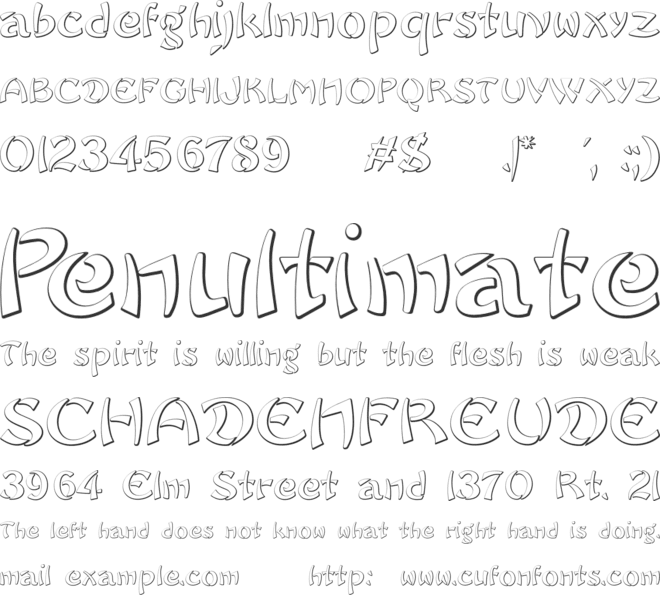 Sayonara Beveled font preview