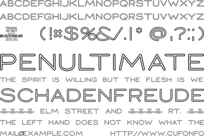 Stormline PERSONAL USE ONLY font preview