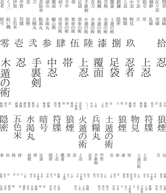 shinobi font preview