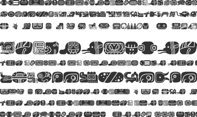 mayan glyphs fill font preview