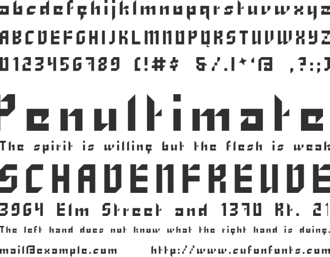 Zhang font preview