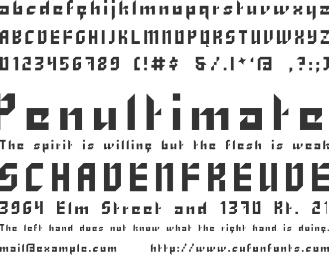 Zhang font preview