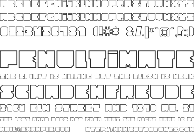 Cubesity outline v2 font preview