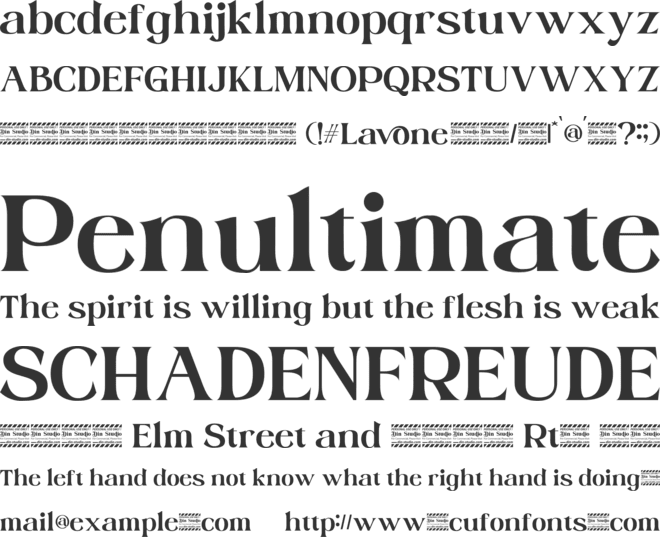 Lavone personl use font preview