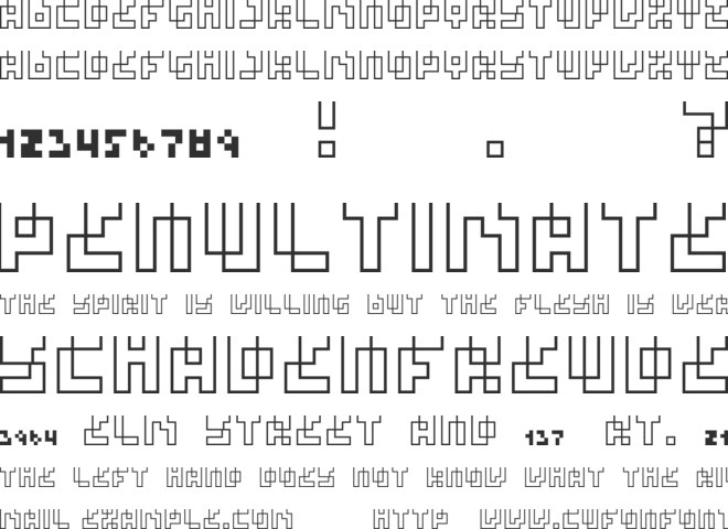four pixel caps outline font preview
