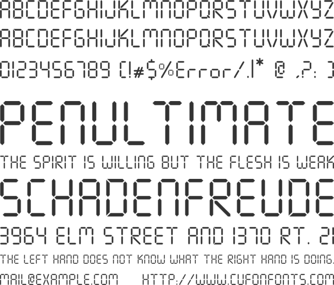 Seven Segment font preview