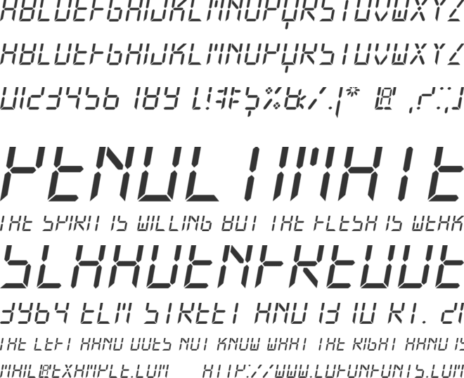 New X Digital tfb font preview