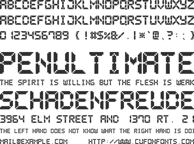Pixel LCD7 font preview