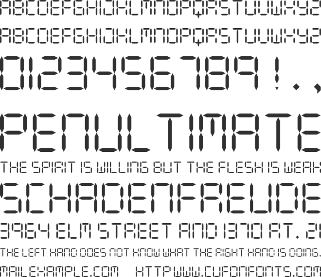 DIGIT LCD font preview