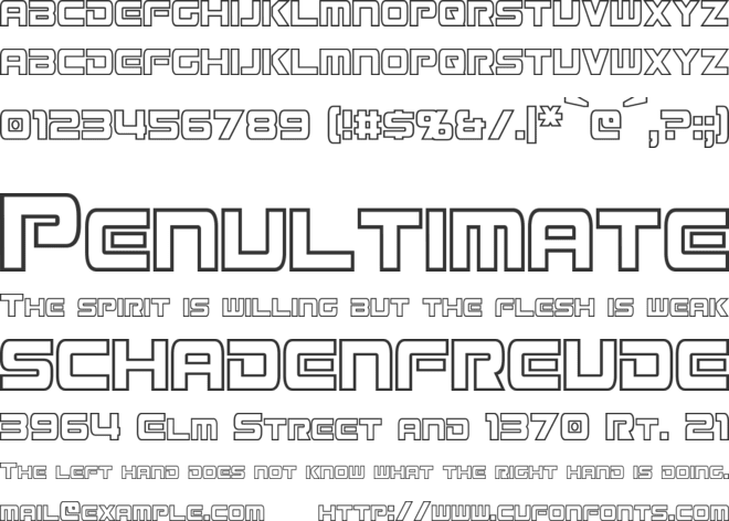 Mission GT-R Hollow Condensed font preview