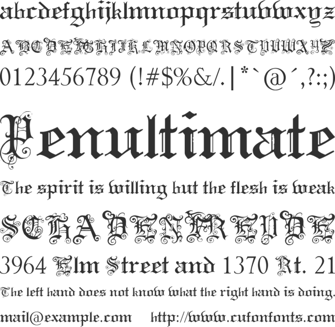 Pauls Swirly Gothic Font font preview