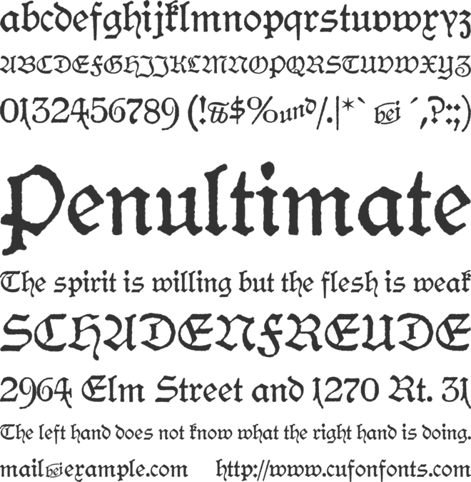 Hamburger Schwabacher Druckrauh font preview