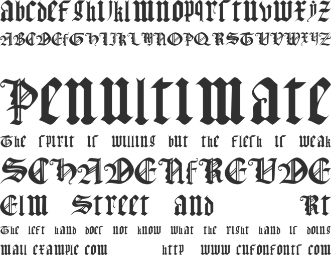 Gothic Texture Quadrata font preview