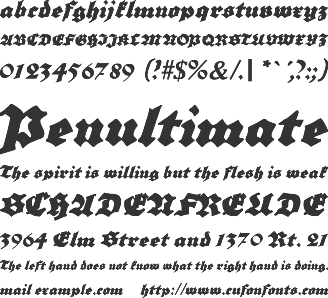 Grobe Plakat Fraktur font preview