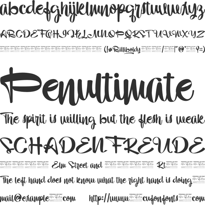 Billiboldy Personal Use Only font preview