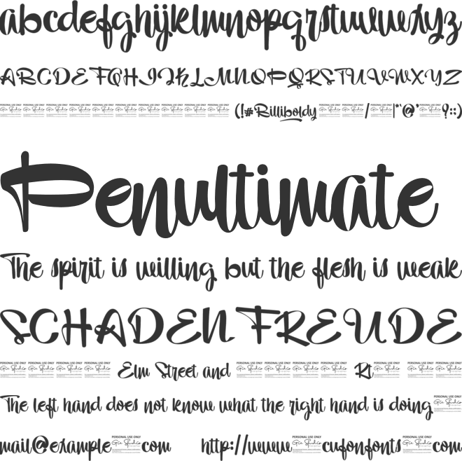 Billiboldy Personal Use Only font preview