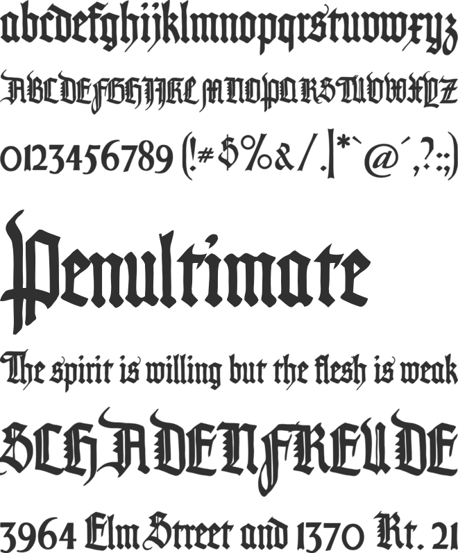 Pommern Gotisch font preview