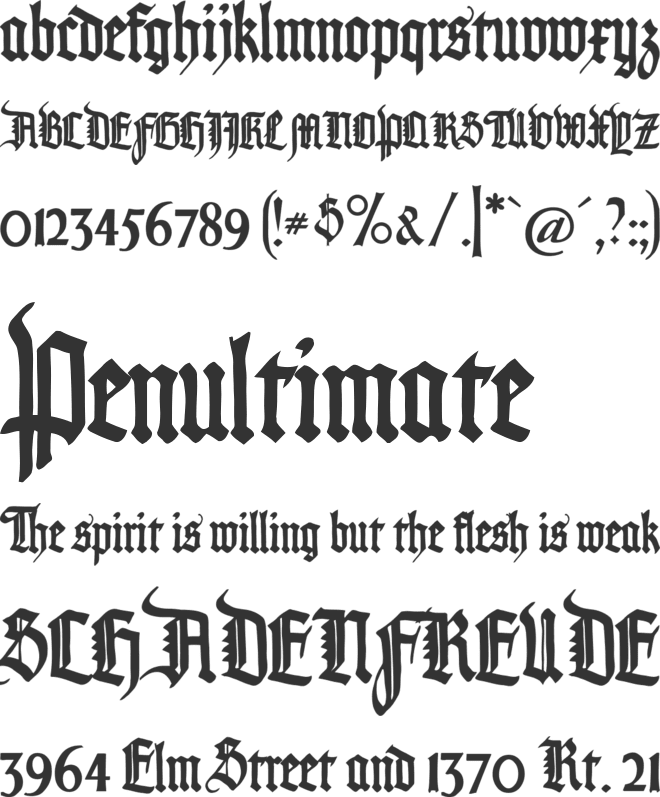 Pommern Gotisch font preview