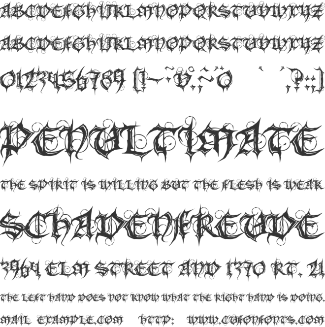 MB Gothic Spell font preview