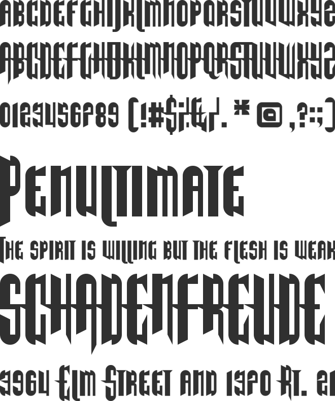The End Of Days font preview