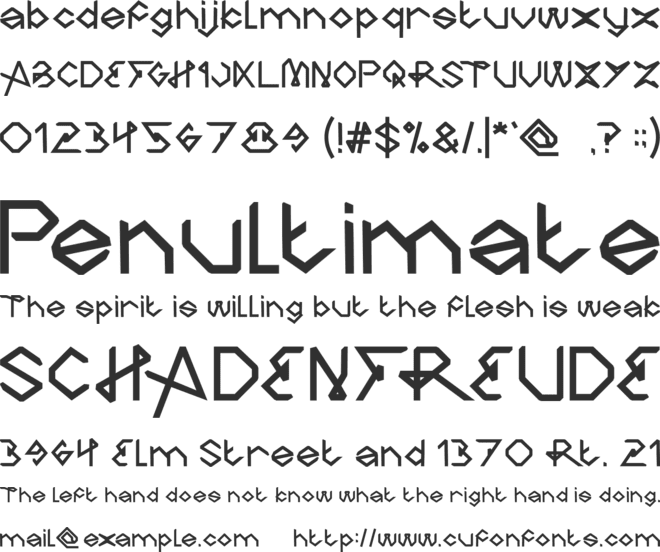 The ART font preview